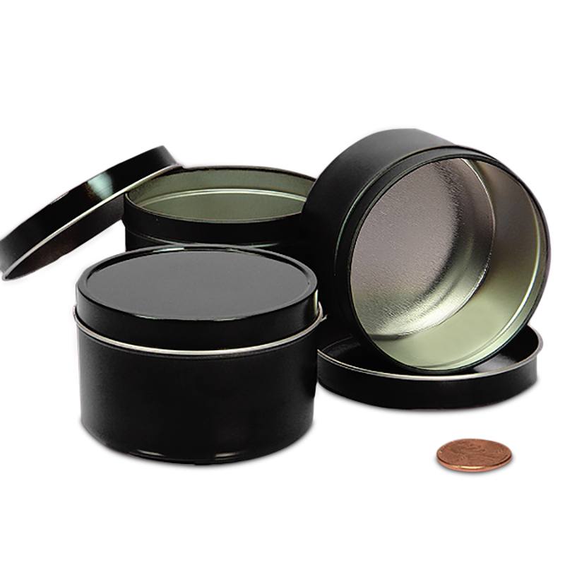 Black Deep Round Tin Cans