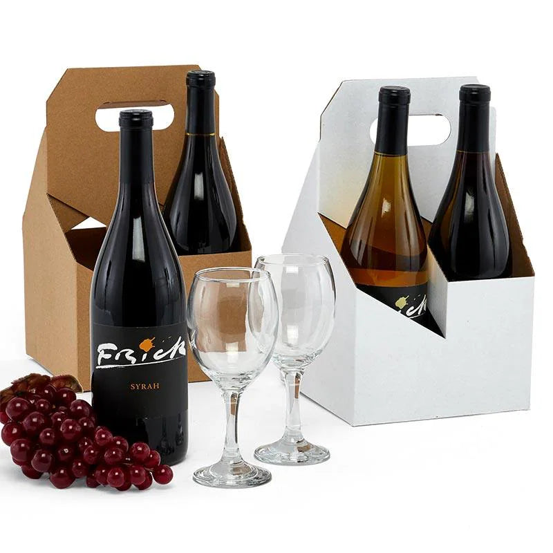4-Bottle Corrugated Wine Carrier (25/Pack)
