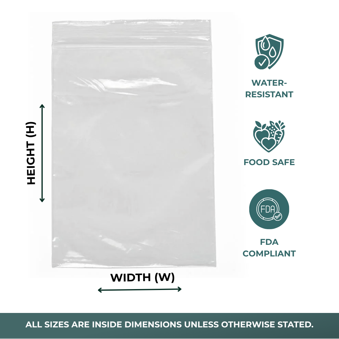 Zipper Reclosable Poly Bags (1,000/Pack)