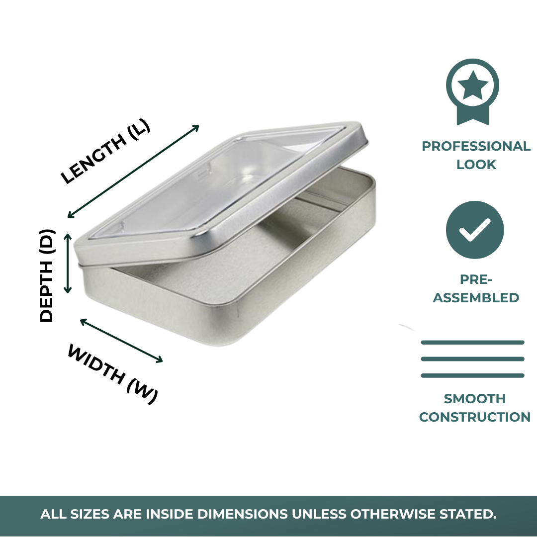 Windowed Hinged Rectangular Tin Cans (192/Pack)