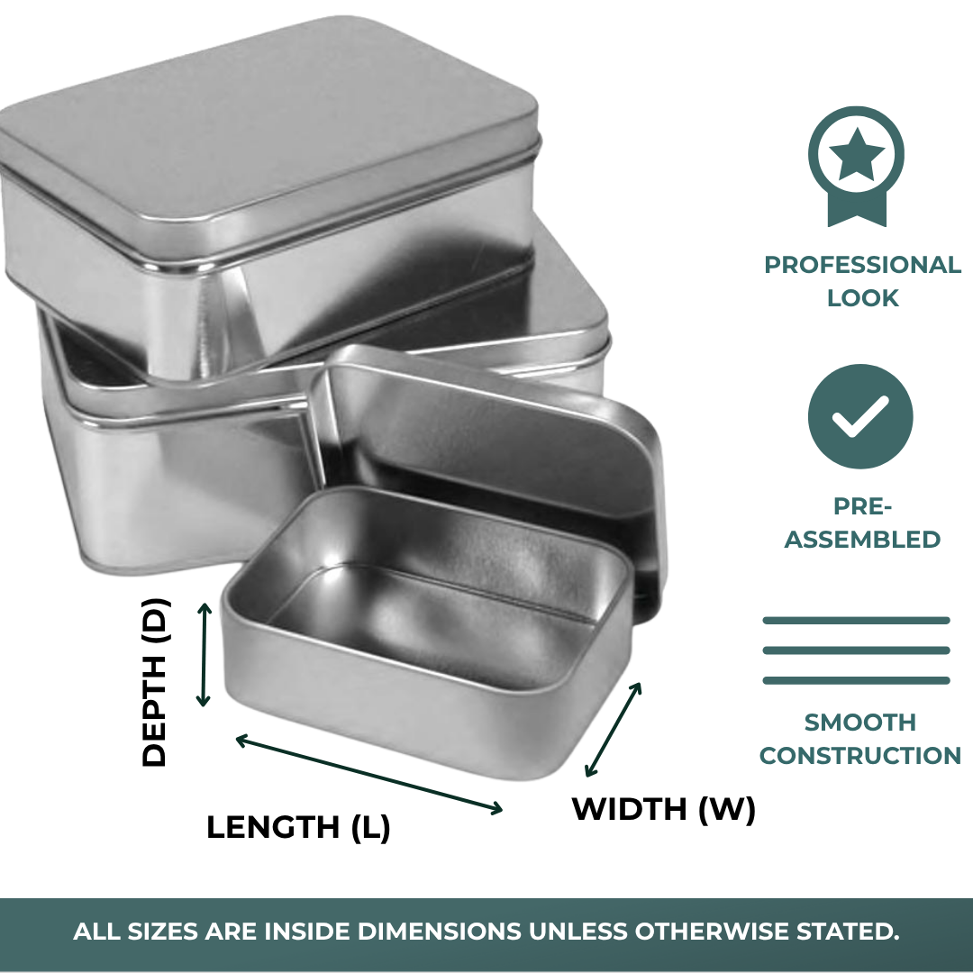 Rectangular Tin Cans (24/Pack)