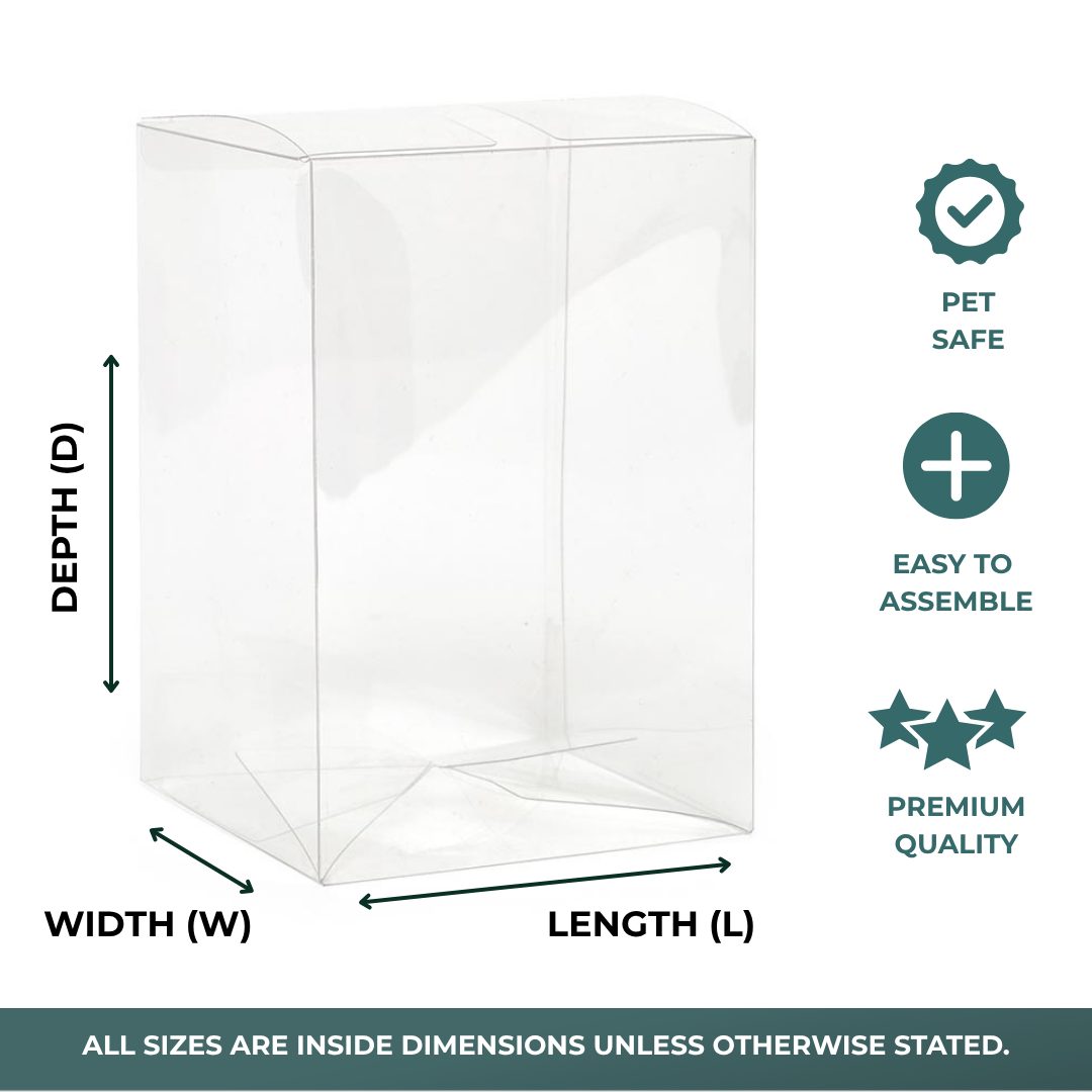 Clear PET Plastic Boxes - Pop Closed Bottom (50/Pack)