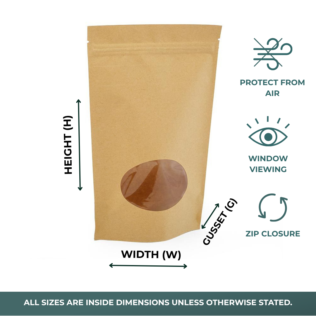 Kraft with Oval Window Stand-Up Pouches (1000/Pack)