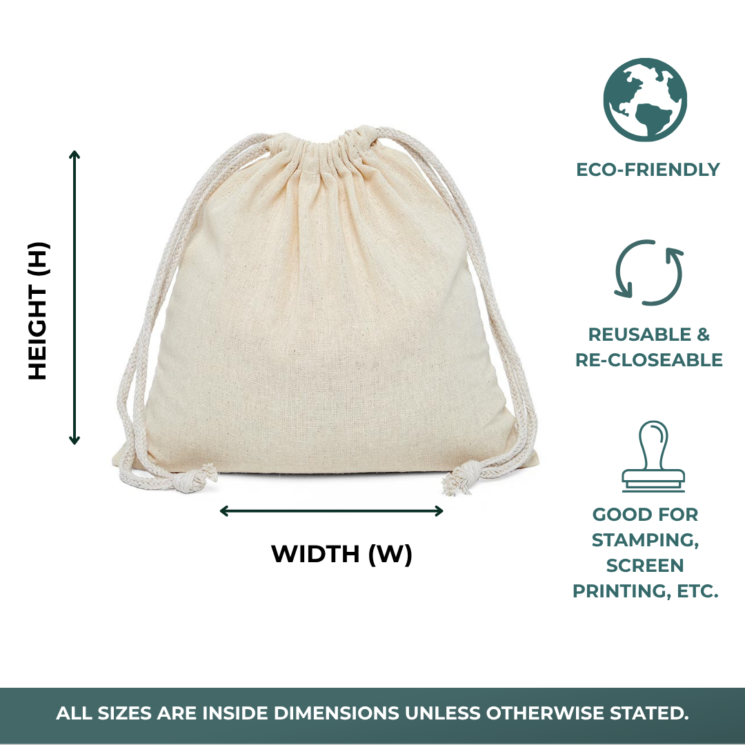 Plain Cotton Muslin Pouch (24/Pack)