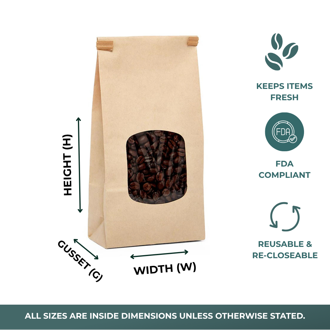 Kraft Window Grease Resistant Tin Tie Bags (1000/Pack)