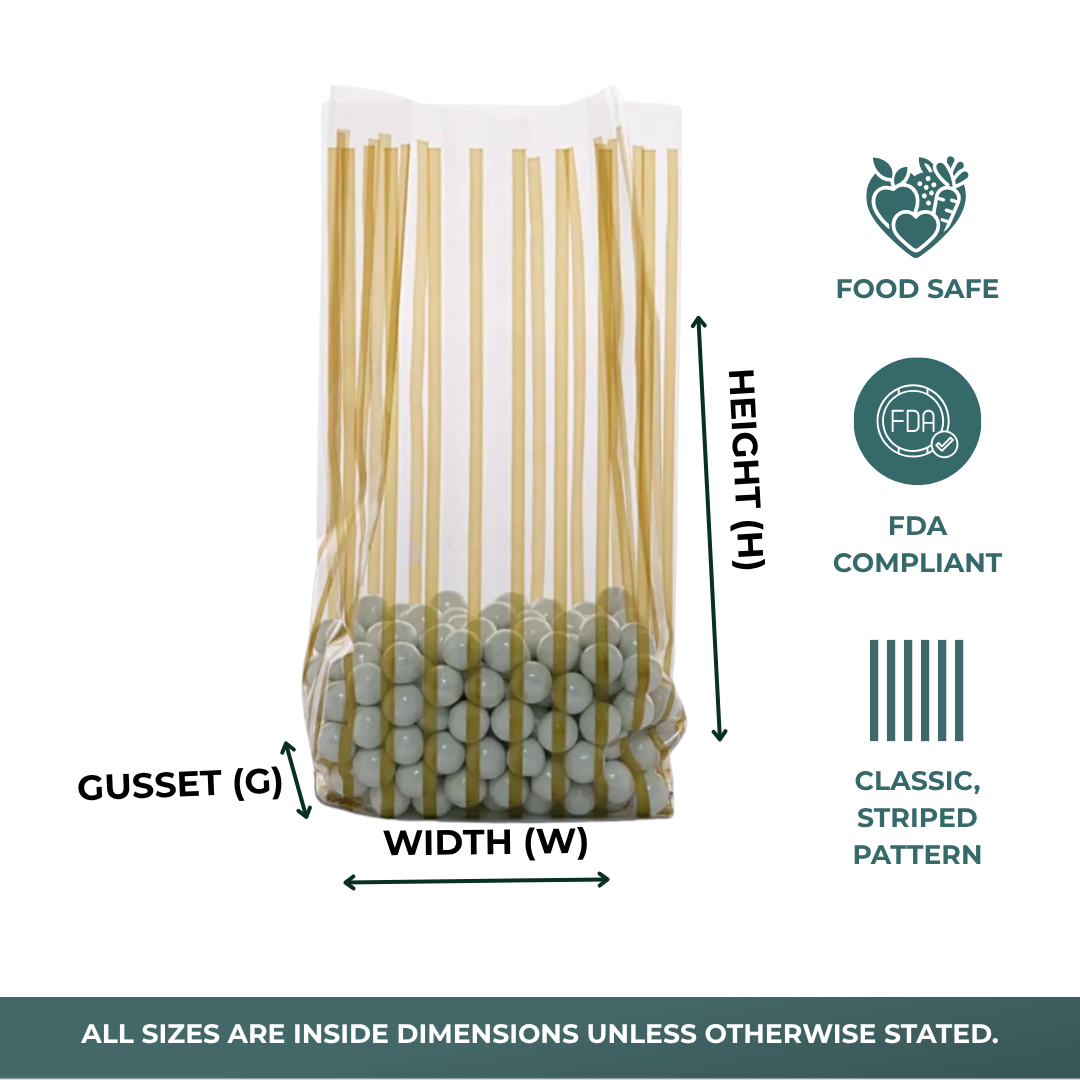 Stripe Patterned Cello Bags (100/Pack)