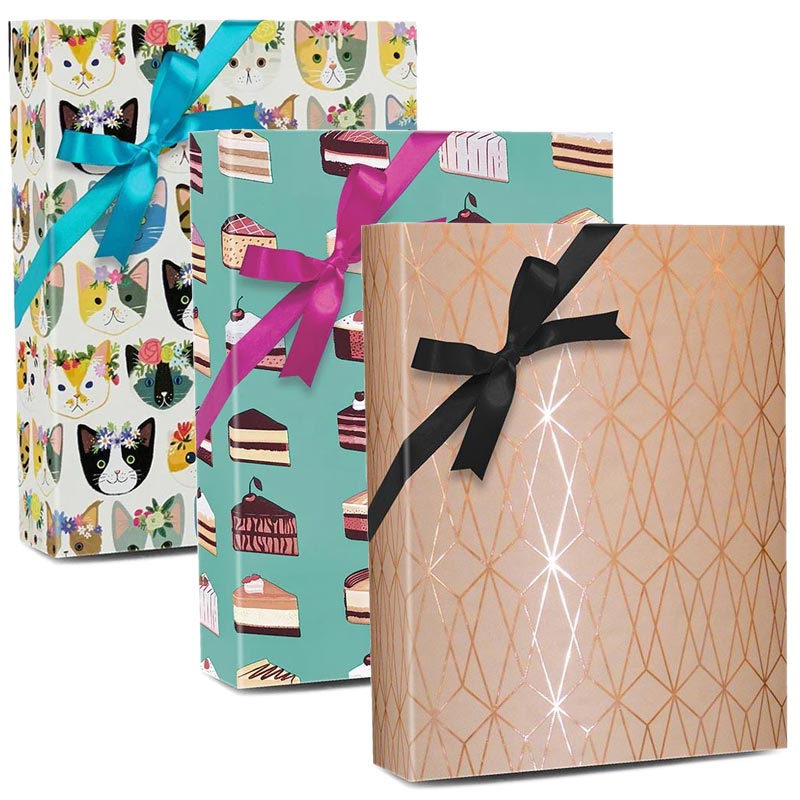 Gift Wrapping Kit with Gift Wrap, String, Tape Roll, Tags, and